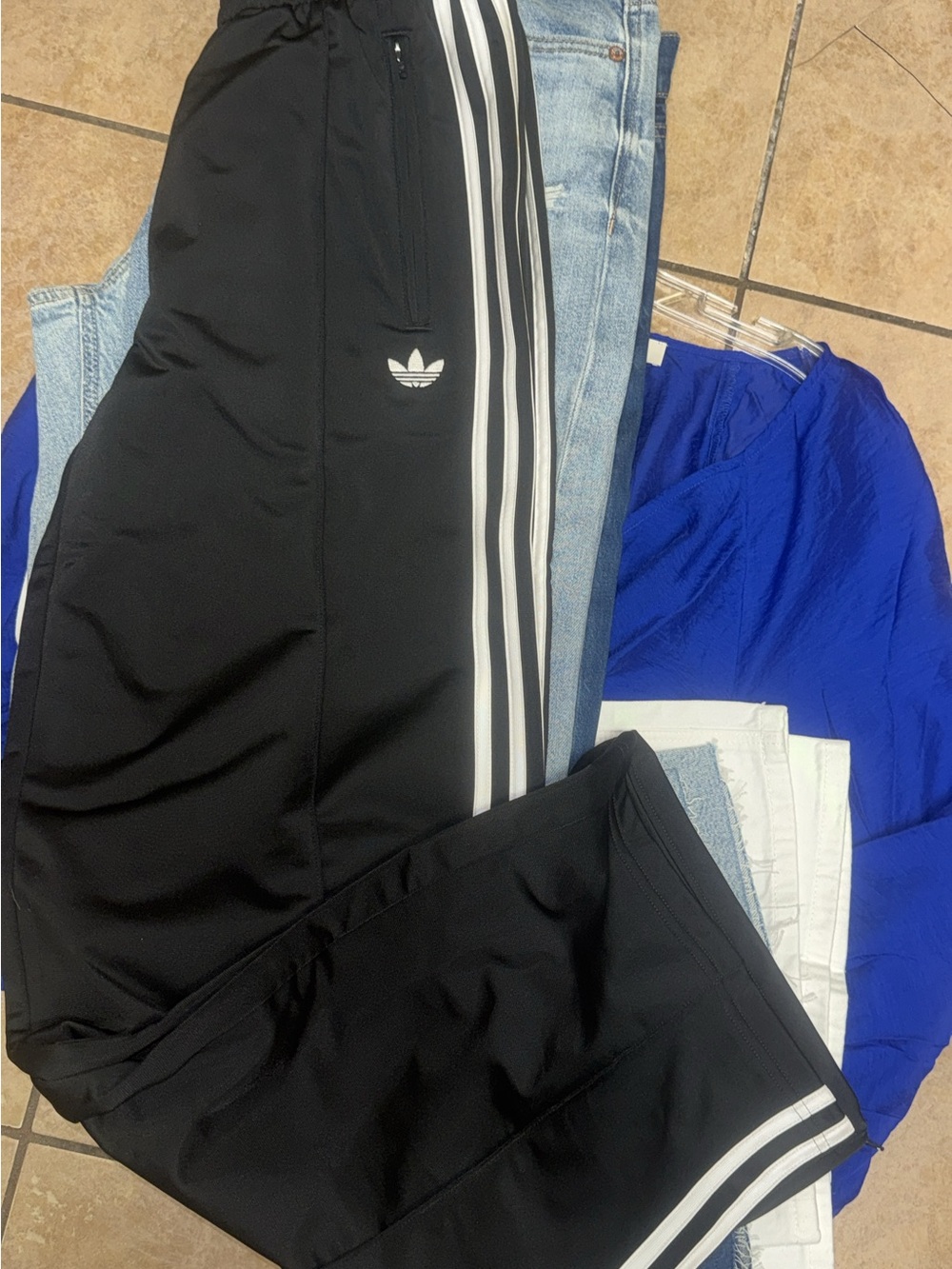 adidas Black Track Pants with White Triple Stripes